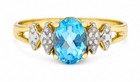 GENUINE 1.14 Cts BLUE TOPAZ & DIAMONDS RING 10K SOLID GOLD - Free Appraisal — photo 2