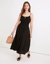 NWT Madewell Linen-Blend Sophia Cami Midi Black Dress Size 3X Boho