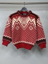Vtg Dale of Norway Kids Size 10 Wool Nordic Fair Isle Ski Sweater Red