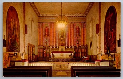 Postcard Mian Alter, Mission Santa Barbara California Franciscan Outpost L-20m