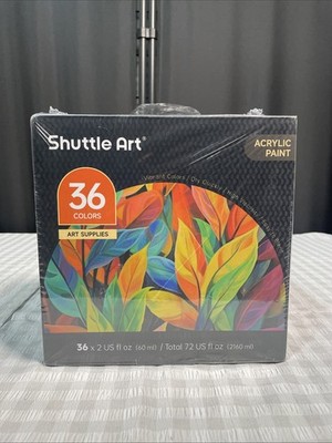Shuttle Art Acrylic Paint Set, 36 Colours (60ml, 2oz), 13 Brushes. New, Sealed