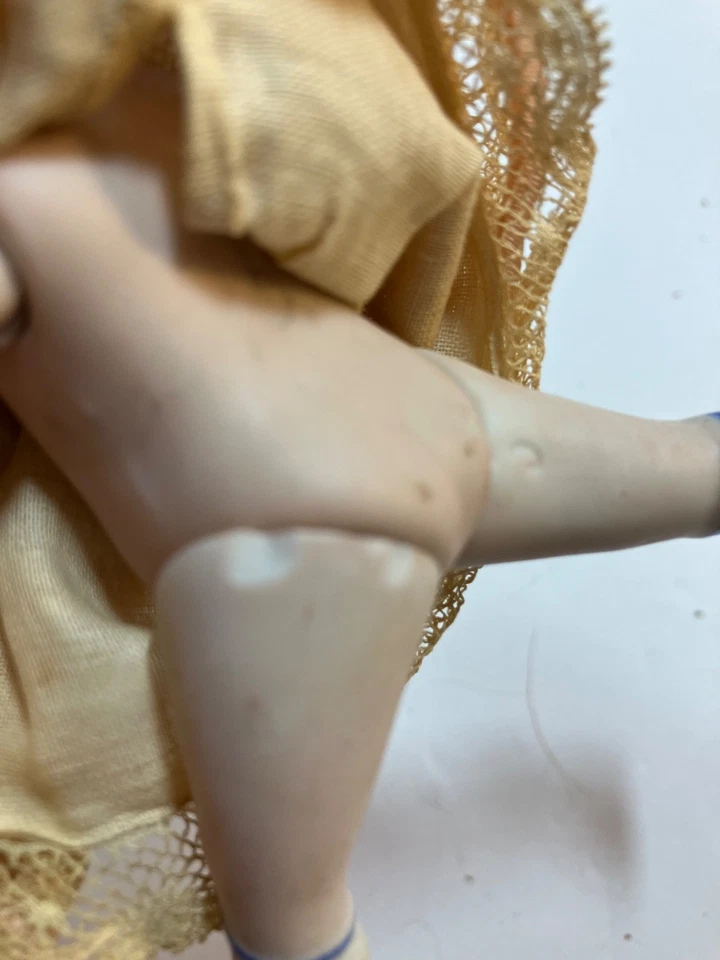 Tiny Bisque German Doll 4.5" in Soft Pink Dress - Image 4 of 4