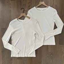NWOT H&M Bundle of Two Ribbed Modal-blend Crew Neck Long Sleeve Top in White M