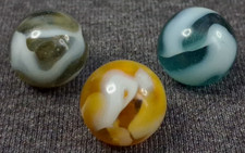 Vintage Akro Agate Slag Set Of 3 Marbles 5/8" - Mint Condition 526138