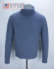 Wax London Mens Petrol Blue Ridgeway Roll Neck Jumper Size Speckled Wool Blend