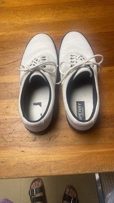 Sperry Mens White Canvas Preppy Top Sider  Shoes Size 11
