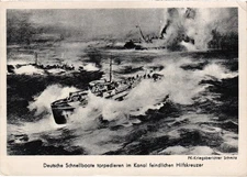 PC WWII, GERMANY, MILITARY SHIP, MARINE BATTLE, Vintage Postcard (b65367)