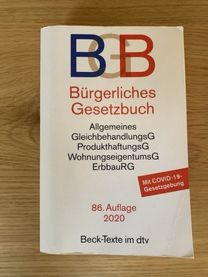   Bürgerliches Gesetzbuch BGB 2020 (86. Auflage, Beck-Texte dtv) | Guter Zustand