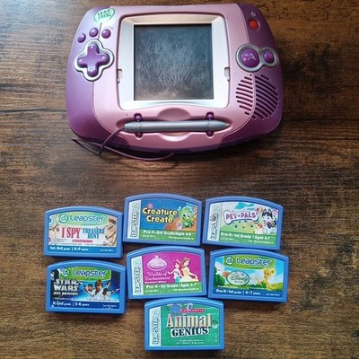 PARTS ONLY LeapFrog Leapster L-Max Learning Game System + 7 Games