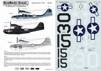 AEROMASTER DECALS 1/48 PBY-5 Catalina VPB-2 OTU No.1 VP-34 VP-63 Mad Cats (USN)