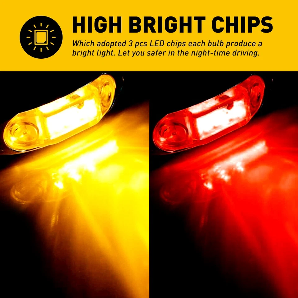 Casa rodante remolque camión 4" rojo ámbar luces marcadoras 3 LED luz lateral separación 10/50 un. Foto 3 de 4