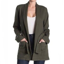 Good American The Wrap Belted Jacket Olive Green Size 2 Medium