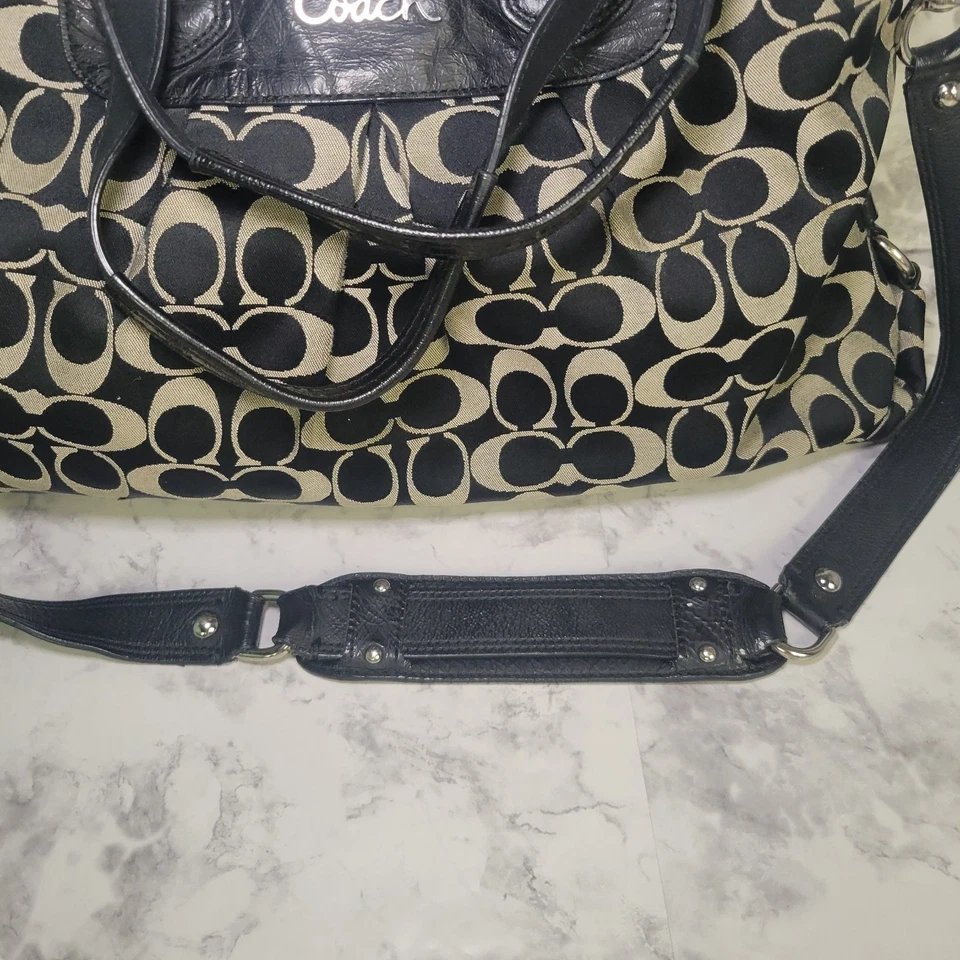 Coach Black Ashley Satchel Shoulder Bag Sateen Pleated Handbag Purse Y2K Vintage - Image 3 of 4