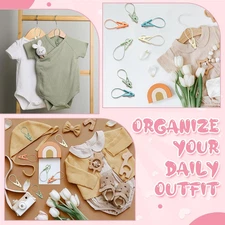 60 Pack Multi-Purpose Laundry Hooks Hanging Clips Bulk with Plastic Rope Hang...