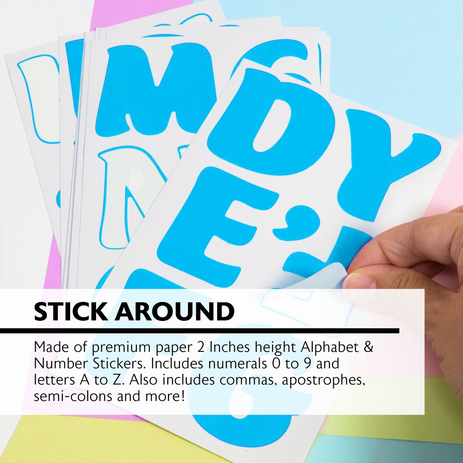 BAZIC 2" Fluorescent Color Alphabet & Numbers Stickers (72/Pack), pack of 24