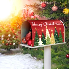 Merry Christmas Mailbox Covers Magnetic Winter Snowflake Xmas Tree Mailbox Wrap,