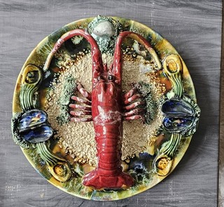 caldas Portuguese majolica lobster plate