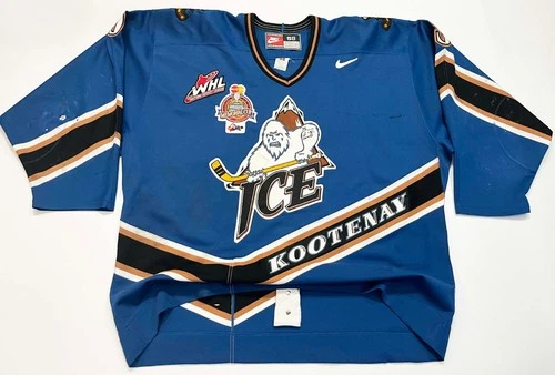 Nike Kootenay Ice EVANS #5 Game Worn 2002 WHL Hockey Jersey Sz 58 Blue Canada
