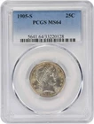 1905-S Barber Silver Quarter MS64 PCGS