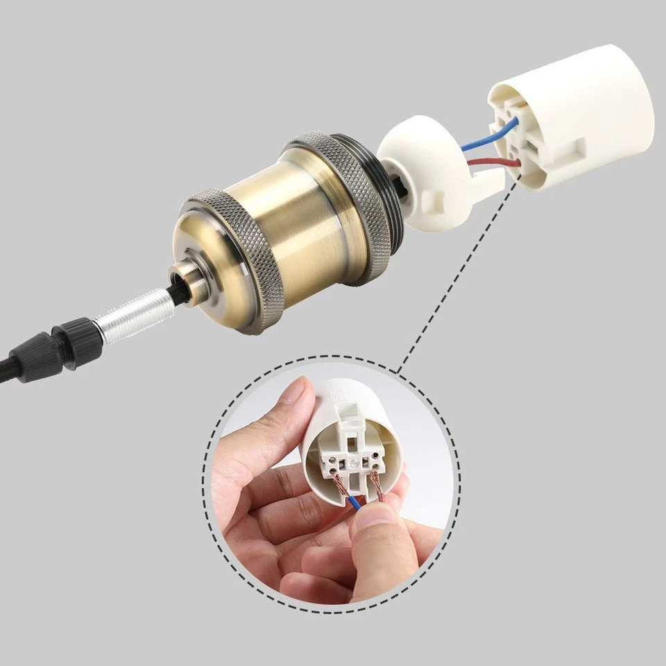 Enchufe de lámpara vintage E26, repuesto de enchufe de luz colgante Edison, antiguo ret... Foto 3 de 4