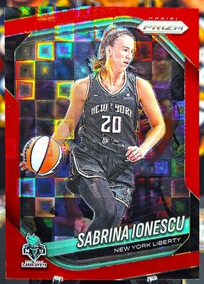 Sabrina Ionescu 2025 Panini Prizm WNBA Red Pandora /199 New York Liberty