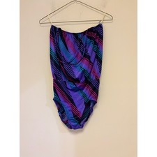 Rose Marie Reid Vintage One Piece Bathing Suit Purple Stripes