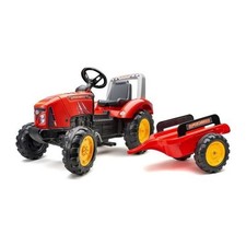 FALK - Tracteur a pédales Supercharger rouge avec capot ouvrant et remorque incl