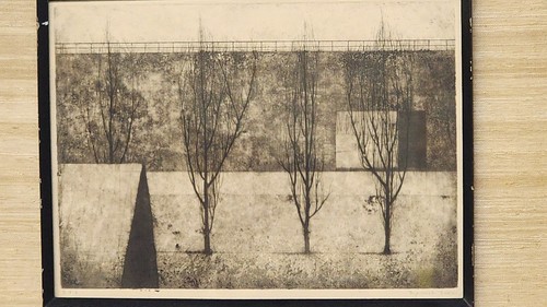 RYONOSUKE FUKUI Japan Listed Etching Aquatint Ink "Four Trees against a Wall" - Picture 17 of 18