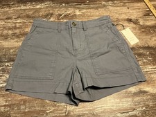 A New Day Shorts Womens 6 Gray Stretch Zip button Retro NEW