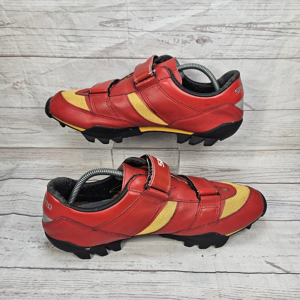 Zapatos de ciclismo vintage Shimano SH-M080R talla EU 46 / US 11,5 rojo amarillo 2 correas Foto 2 de 4
