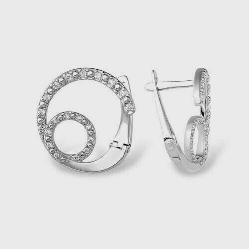 Ohrringe Silber Creole Silberohrringe Zirkonia Steine Echtschmuck Damenohrringe-image