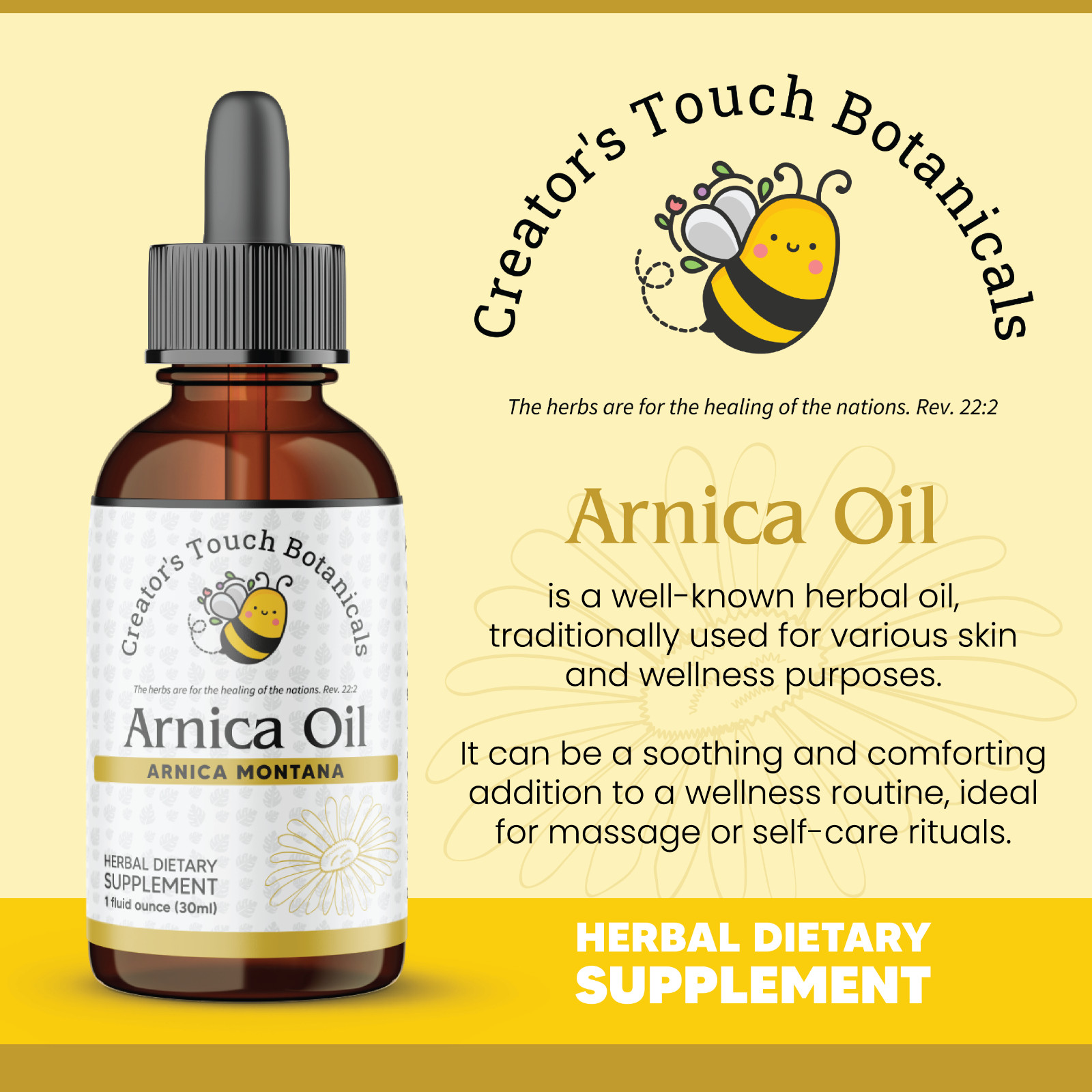 Arnica Oil 1oz – Natural Pain Relief for Sore Muscles, Bruises, Aches & Swelling