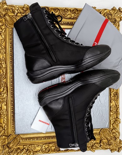 Prada Botines Sneakers De Nappa Y Gabardina Técnicos Negros N°36.5 Full Set - Imagen 4 de 24