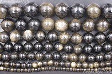 Natural Golden Obsidian Gemstone Round Beads 4mm 6mm 8mm 10mm 12mm 16mm 15.5"