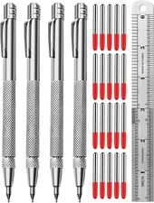 4 Pack Tungsten Carbide Scriber with Magnet Metal Scribe with Extra 24 Mark Nibs