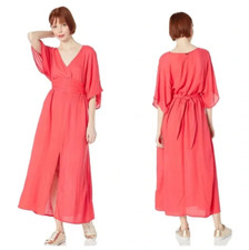 Billabong Forever Fine Dress Women S Coral Midi Slit Belt Beach Coastal Resort