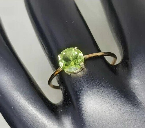 2Ct Round Cut Lab-Created Peridot Women's Wedding Ring 14k Yellow Gold Plated - Picture 4 of 5