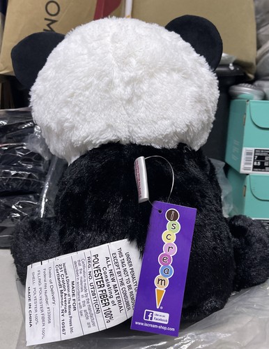 Iscream Gifts Panda Furry Stuffed Animal Plush Black White Cutesy NWT Rainbow - Picture 3 of 3