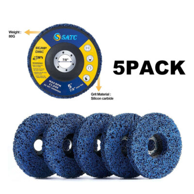 5''x7/8'' 5 Pack Poly Strip Disc Wheel Paint Rust Removal Clean For Grinder New