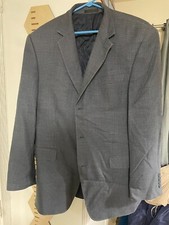 Calvin Klein Men's Sport Coat Blazer 42L Gray Silk-Wool Blend Checkered Pattern