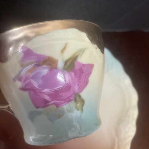 antique Pink Rose Gilded roschutzer three crown rose cup & saucer 1900s - Picture 4 of 16
