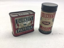 2 Vintage Durkee  s Spice Tins Chili Powder And Paprika