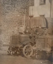 RPPC WWI Army Soldiers Truck With Spotlight Real Photo Postcard