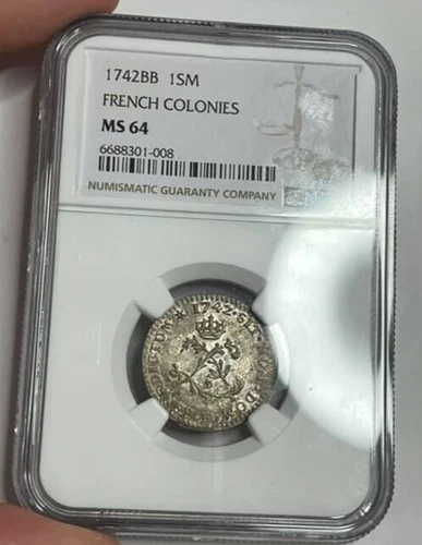 1742-BB Sou Marque French Colonies NGC MS64 - FINEST KNOWN - Silver 1SM