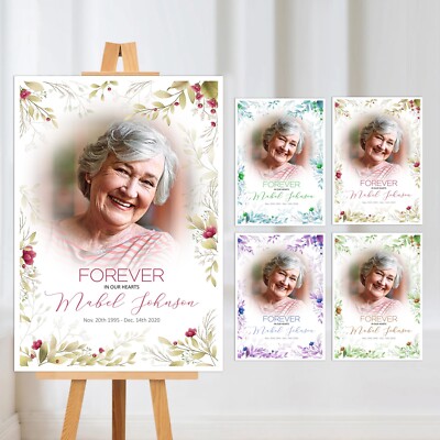 PERSONALISIERTES GEDENKFOTO BEERDIGUNG IN LIEBEVOLLER ERINNERUNG SCHILD POSTER DRUCK