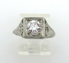 2Ct White Round CZ Vintage Art Deco Engagement Ring in 925 Sterling Silver
