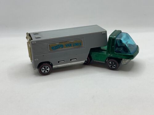 Hot Wheels 1969 Redline Van Lines Heavyweights Hong Kong Complete Green Cab - Picture 3 of 15