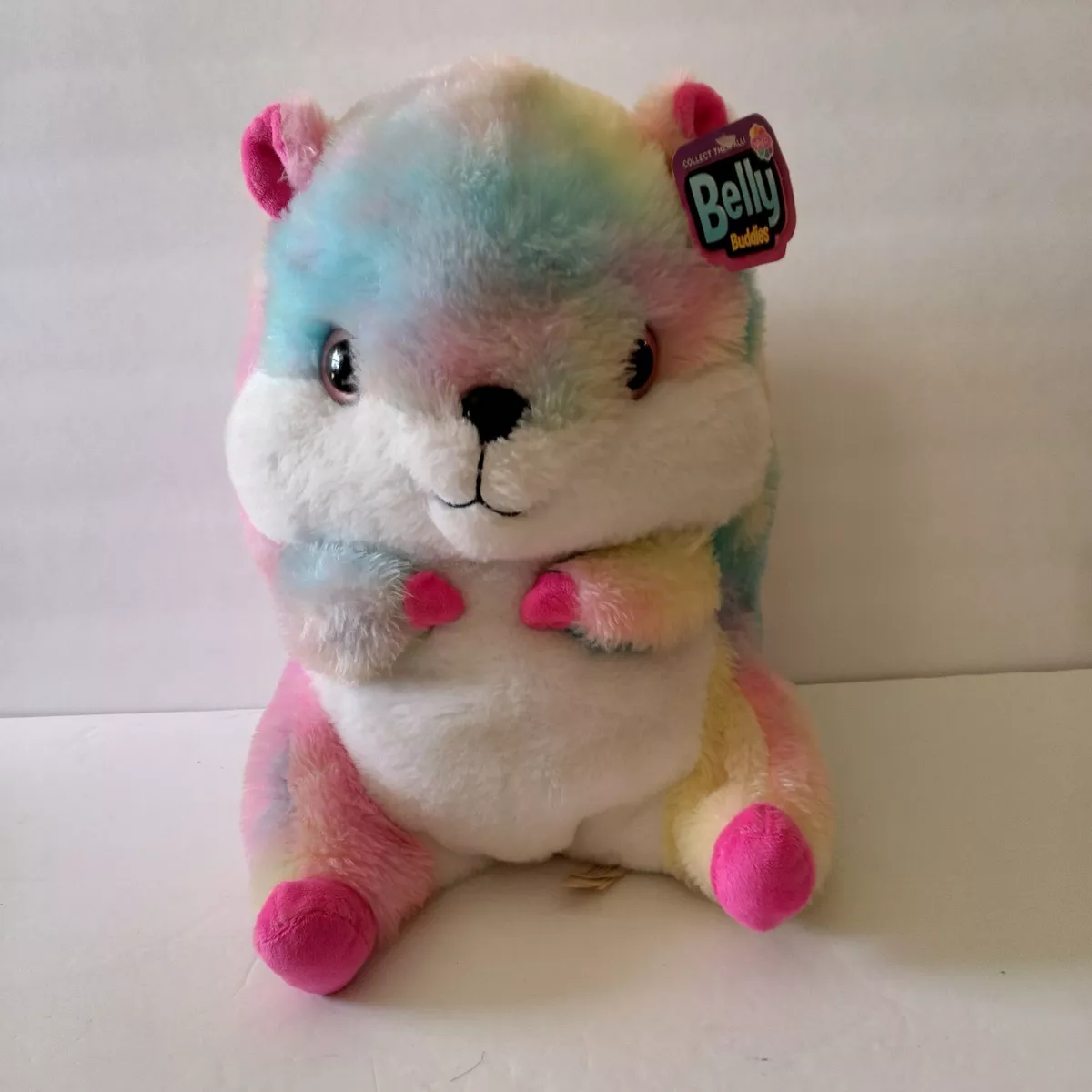 NWT Belly Buddy Sugar Hamster Plush by Nanco Rainbow Pastel Cotton Candy  Large