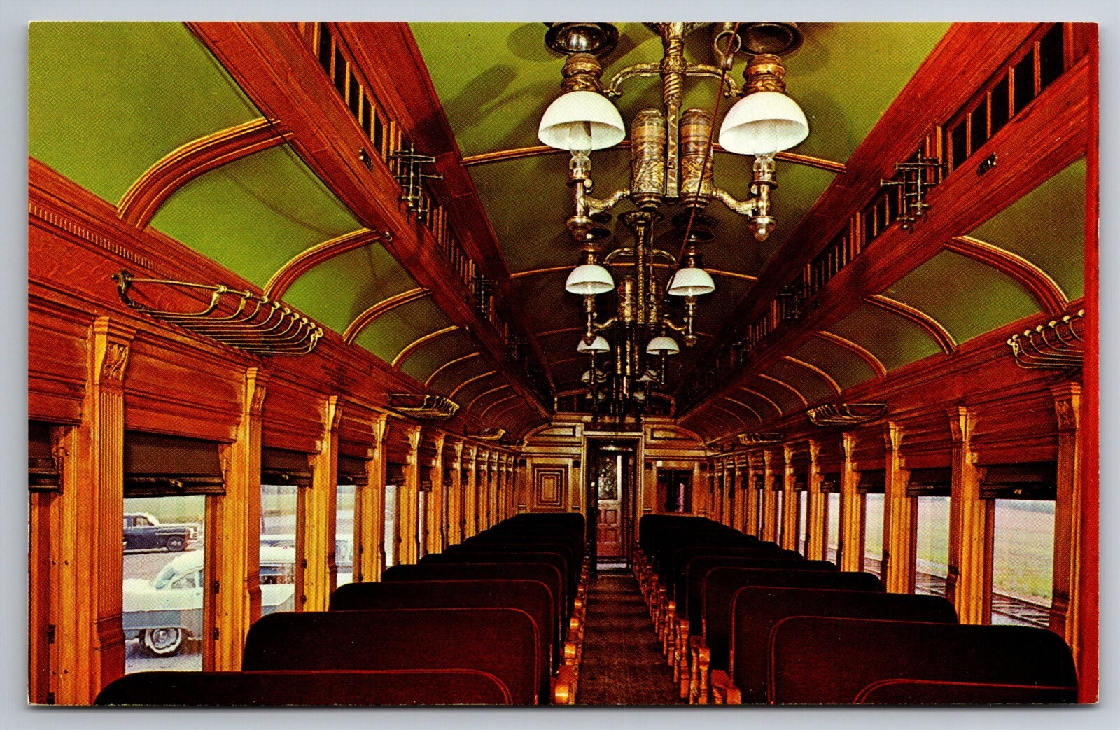 Interior Strasburg Rail Road Passenger Car Coach 3556 PA Postcard W20