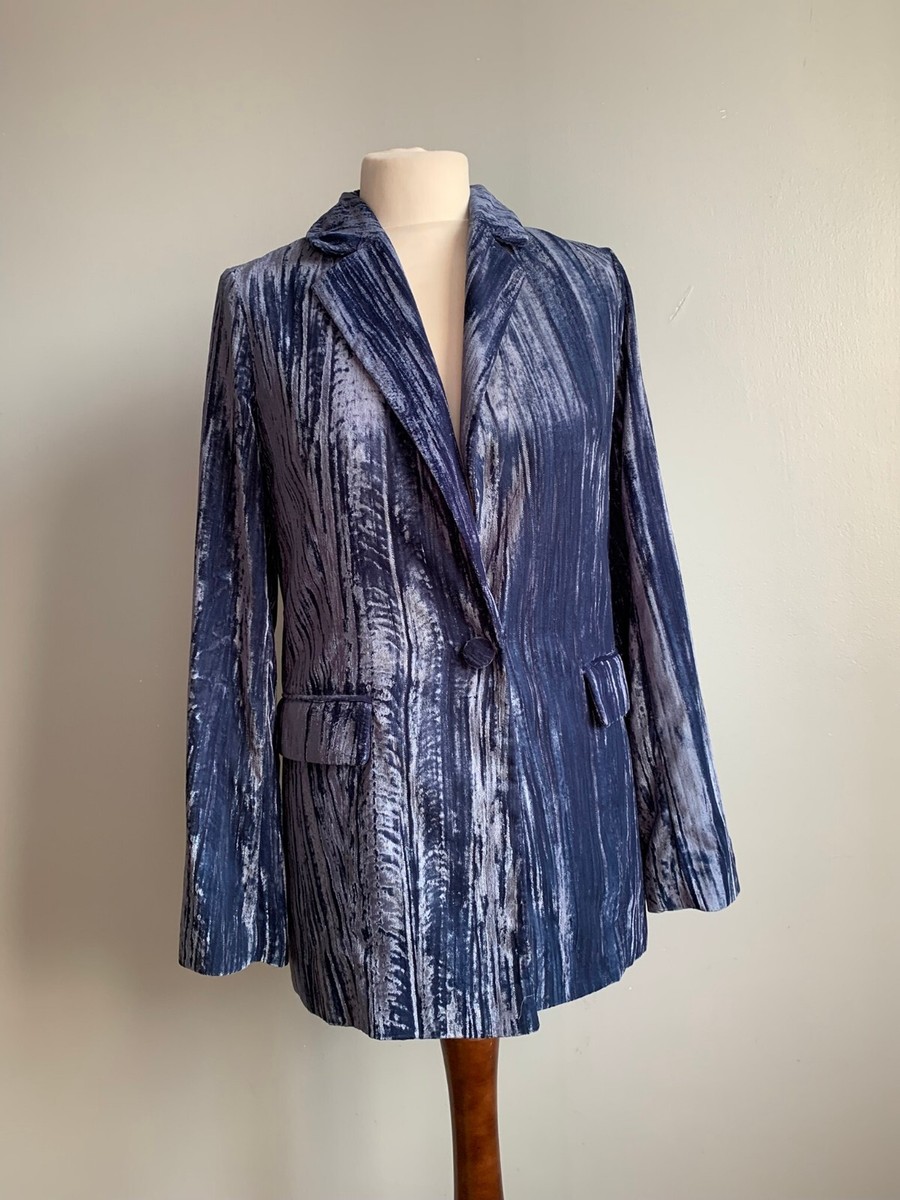 TOPSHOP CRUSHED VELVET VELOUR JACKET UK 34 US2 silky blue